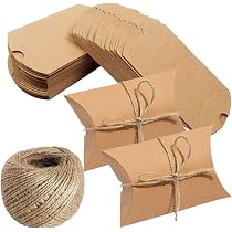 Geschenkboxen Kraftpapier JTDEAL Geschenkboxen Aus Kraftpapier - 50 Stück Vintage Kissenboxen Mit Juteschnur Für Weihnachten & Hochzeiten Kraftpapier Geschenkboxen