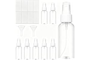 Uootach 8 x 50 ml sprayflaskor, liten, sprejflaska med 8 etiketter och 2 trattar, bärbar parfymsprejflaska, påfyllningsbar flaska för resor, perfekt för parfym, desinfektion, oljor