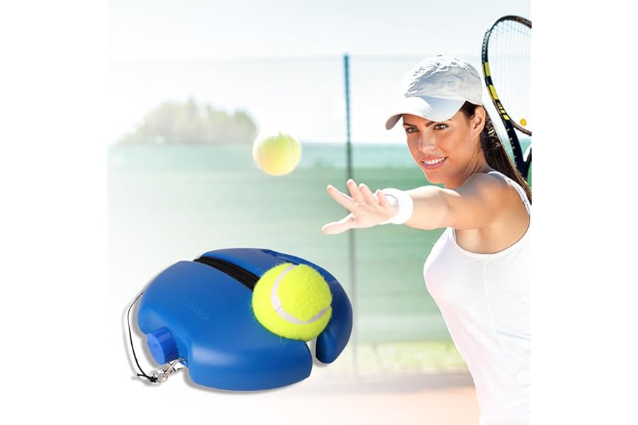 MFCGHXR Tennis Trainer Rebound Balls Tennis Training Equipment with Rope and Anti-Slide Trainer Baseboard, Anti-Tangle String Tennis Practice Equipment, for Adult Solo Training Kids Player Beginner