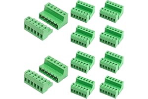 DIFLAX 10 Piezas Bloque de Terminales a Tornillo, 6 Pines PCB Mount, Inclinación PCB, Riel Din, Tornillo Conectable, Terminal PCB, Conectador Cablado para 3,81 mm Cablado Eléctrico 28-16 AWG