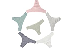 KNITLORD 6er-Pack Damen-Strings, Unterwäsche aus Baumwolle, atmungsaktive Unterhosen, Hipster Bikini