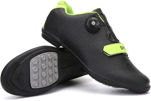 LZQpearl Chaussures De Cyclisme, Chaussures De Vélo De Route Et De Montagne à Semelle en Caoutchouc, Chaussures De Vélo sans Verrouillage avec Système De Lacet à Rotation Rapide