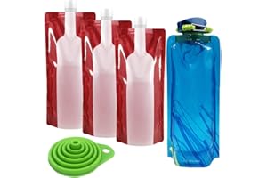 AIFUDA 5 Stück Faltbare Weintasche, tragbare Getränkebeutel, Kunststoff, Wasserflasche für Wein zum Mitnehmen (750 ml), faltbarer Wasserbeutel (700 ml) für Wein, Likör, Getränke, Reisen
