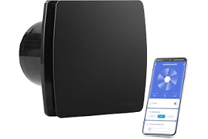 SCHEEAIR Nova100 Smart WiFi-badrumsfläkt 100 mm med fuktsensor, rörelsesensor och returtid, väggmontering, tak, frånluftsfläkt för badrum, dusch