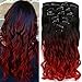 Neverland Beauty 55cm 7Pcs 16 Clips Clip in Triple Ombre Three Tone Synthetic Curly Wavy Hair Extensions Brown Black to Dark Red to Red