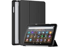 Mansiruyi Fire HD 8 Tablet Case & HD 8 Plus Tablet Case (12/10th Gen, 2022/2020 Release),Slim Light Trifold Stand Cover for Fire HD 8 Kids & Kids Pro Tablet,Auto Sleep/Wake,Not fit iPad Samsung -Black