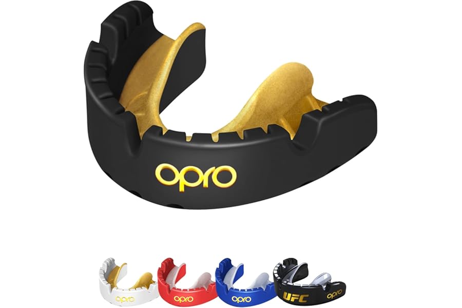 OPRO Gold Level Mouthguard for Braces Premium Fit – Gum Shield Adult (Age 10+) – OPRO Mouth Guard Boxing and MMA, Easy Self-Fit Gum Shield Rugby and Hockey – Premium Protection with Dental Warranty