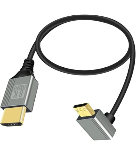 GELRHONR 8K Mini HDMI Cable - 90 Degree Left Angle 0.5M For Cameras & Laptops