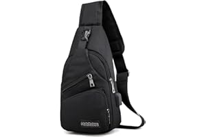 Aucuu Sling Bag, Bolsa de Pecho, Bolso Bandolera para Hombre con Puerto de Carga USB, Puerto Crossbody para Hombres Mujeres Senderismo Ligero Ciclismo Mochila de Viaje para Acampar