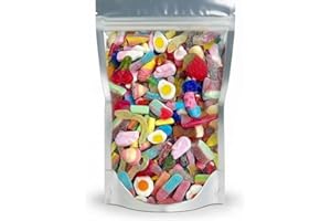 ZANGOC Vegan Sweet Fizzy Chewy & Non-Fizzy Mix Quality Pick and Mix Sweets - Large Retro Candy Sweeties 500g Pouch Jelly and Fizzy Pick n Mix jelly sweets in bulk cheap
