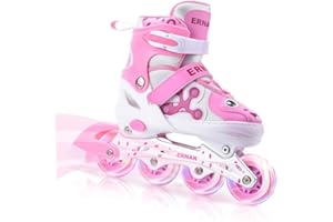 ERNAN Inline Skates,Adjustable Light up Kids Inline Skates, for Boys and Girls,Roller Skates for Kids Youth, Beginner