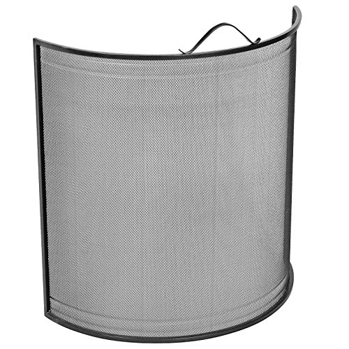 Black Modern Curved Fire Place Surround Screen - Height 76cm x Width 76cm