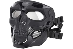 AOUTACC Masque intégral tactique de paintball réglable avec protection des yeux pour airsoft, paintball, jeu de guerre, Halloween, cosplay, fête costumée