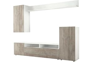 milani home - parete attrezzata porta tv soggiorno moderna di design 207x34x170 h