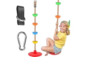 WAREMAID Bambini Altalena da Albero con Corde da Arrampicata, Piattaforme e Seggiolino a Disco, Accessori per Parco Giochi all'aperto con Cinghia di 1,5M e Ganci a Moschettone