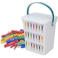 Clothes Plastic Pegs Container Washing Line Lid Handle Box Storage Home Laundry