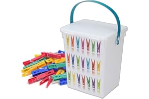 Guaranteed4Less Clothes Plastic Pegs Container Washing Line Lid Handle Box Storage Home Laundry