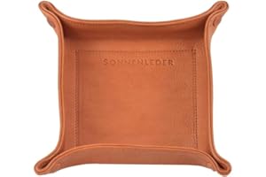 UNBEKANNT Sonnenleder Ablageschale Leder Taschenleerer Schale Lederschale Stiftschale Natur braun Vide Poche Größe S