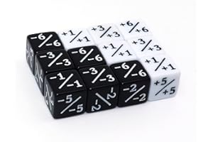 CREEBUY 12Pcs Dice Counters Token Loyalty Dice D6 Dice Cube Compatible with MTG,Magic The Gathering, CCG, Card Games Accessory (Black White)