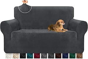 Granbest, copridivano spesso, ultra morbido, in velluto, sofisticato, antiscivolo, altamente elasticizzato, protegge il divano da gatti, cani, animali domestici (2 posti, grigio)