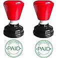 Cash Paid with Date 30mm Round Green Color self Ink pre Ink Rubber Stamp Pack of 2