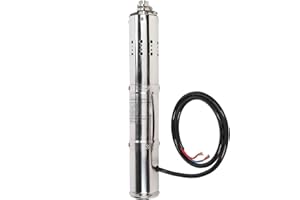 LUQEEG Bomba Sumergible, 24V Bomba de Agua Solar Automática con Motor CC sin Escobillas, Controlador Solar MPPT Incorporado, Cable de 3.3 Pies, Entrada de Agua de 3", Salida de Agua de 1"(S243T-40)