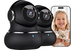 litokam Camera, 2K Indoor Camera with 360° Auto Tracking, Pet Camera with Motion Detection, IR Night Vision, 2-Way Audio, WiFi Camera for Nanny/Baby Monitor, Wireless Camera Work with Alexa, 2 Pack