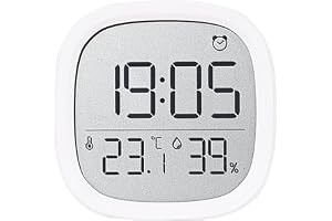 Lancoon Digital LCD-väckarklocka med magnetisk design, termohygrometer, datum, temperatur, hängande fuktighet, 12/24 timmar