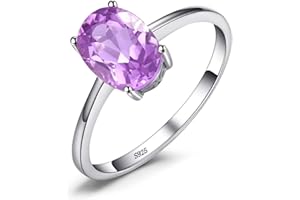 JewelryPalace Anillos Mujer Plata Piedra Preciosa Natural Amatista Citrino Granate Peridoto Topacio Birthstone Solitario, Anillos Mujer Oro 14k Oro Rosa, Aniversario, Joyería Personalizada