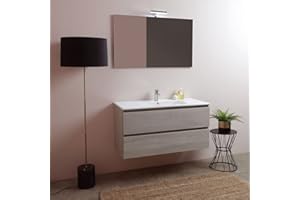 Kiamami Valentina Composición de baño suspendida 100cm con cajones Efecto Madera Olmo | Berlin