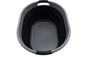SAMMART Cesta de lavandería de plástico plegable de 28L Tina ovalada/Cesta-Recipiente de almacenamiento plegable-Tina de lavado portátil-Cesto de lavandería que ahorra espacio, Capacidad de agua: 22L