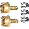 ESEKSAFAR 1/2" inch BSP Thread Barb hose fitting 1-Way Union Pipe Joint set (Female 2pc 1/2" Thread x Barb Hose fitting 3/8" (10mm))
