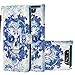 Produktbild HMTECH Galaxy A80 Hülle,Für Samsung Galaxy A90 Hülle Handyhülle Leder Blaue Schädelblume Flip Case PU Leder Cover Magnet Schutzhülle Tasche Ständer Handytasche für Samsung Galaxy A80,YB Blue Skull