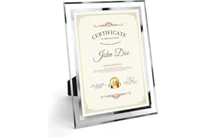 Hoikwo Marco de Fotos A4, Marcos de Cristal con Borde Plateado de Alta Transparencia, Se Puede Colocar Horizontal/Verticalmente, Adaptado para la Exhibición de Certificados, Obras de Arte, Fotografías