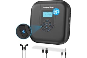 MONODEAL Portable CD Player with Bluetooth, Rechargeable CD Player with Speakers, Anti-Skip for Car