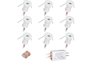 HHTUN Mini Downlight DC12V 1W 5000K 9 Pack White Shell, Used for Indoor Wardrobe Lighting, Cabinet Lighting, Artwork Mini Light, Embedded Downlight, DIY Mini Light (5000K,White,9Pack)