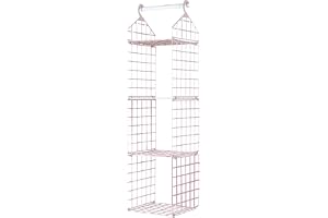 MINGZHE Hänggarderob Organizer Hänggarderob Organizer 3-vånings Rosa Förvaringshylla Minimalistiskt Rutnät Plasttyg Hylla Organizer för Sovrumslägenhet