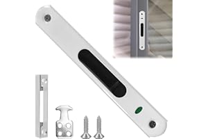 Huybaa Loquets et verrous,serrure porte coulissante,Porte Coulissante Fenêtre Crochet,Acier Inoxydable Porte Coulissante en Verre Fenêtre Serrure,fermeture baie coulissante,197 x 28 mm, blanc