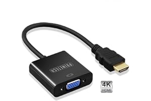 Primetech HDMI to VGA, Gold-Plated HDMI to VGA Adapter (Male to Female) for Computer, Desktop, Laptop, PC, Monitor, Projector, HDTV, Chromebook, Roku, Xbox and More - Black
