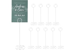 Scoutteemo 10 Stück Tischnummernhalter Metall, Tischnummernhalter Tischkartenhalter, Tischnummer Kartenhalter Hochzeit Fotoständer für Party Büro Bankett Babyparty Dekor (Gold/Silber/Rosy Gold)