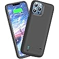Sitong Battery Case for iPhone 12 Pro Max & iPhone 13 Pro Max, 6000mAh Rechargeable Extended Battery Charging/Charger Case, Add 100% Extra Juice, Support Wire Headphones (6.7 inch) Black