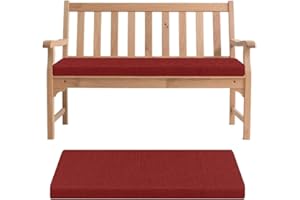 GENERIC Cojín para Banco de Exterior, Cojín para Banco de Jardín Antideslizante, Muebles Rectangular con Cremallera,Acolchado Grueso Largo Silla Asiento Salón, Jardín, Terraza(Weinrot,110x55x5cm)