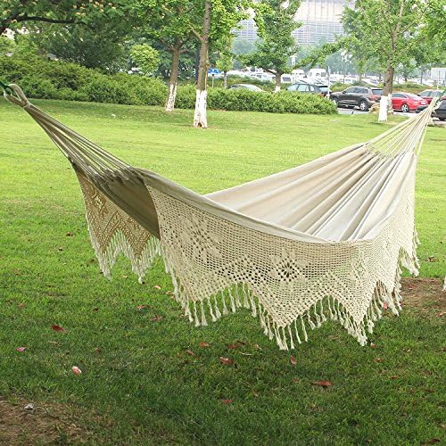 Sourgeny Outdoor Products, Adult, Pure Cotton Hammock, Belt Flow, Suzhou, White Swing, Swing Bed,White