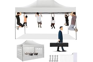 TOOLUCK 3x4.5M Pop Up Gazebo Commercial Heavy Duty Canopy Tent with 3 sidewalls Easy Up Wedding Party Tent Outdoor Gazebos Canopy, All Season, Windproof & Waterproof (Frame Thickened)