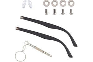 NICENEEDED 1 Paio di Occhiali di Ricambio per Aste, Kit di Riparazione Occhiali con Viti, Accessori di Ricambio per Braccia e Gambe degli Occhiali Neri
