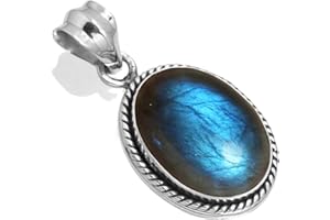 JEWELOPORIUM 925 Sterling Silver Handmade Pendant for Women 12x16 Oval Gemstone Costume Silver Jewelry for Gift (99538_P)