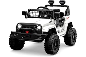 BALOVEBY 12V Elektroauto für Kinder, Kinder Elektroauto mit 2,4 Ghz Fernbedienung, Spring Suspension, LED Lights, Bluetooth, 2 Speeds, Kinderauto Elektrisch für Kinder 3-8 Jahre (Weiß)