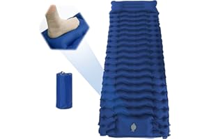 MUMISUTO Karimata kempingowa, samopompująca, 8 cm, pogrubiony materac z pompką do stóp, ultralekka, wodoszczelna mata do spania na wędrówki, wędrówki z plecakiem, na kemping, na kemping (niebieska)