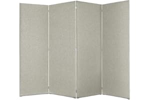 DESHOME - Separe divisorio interno dal design moderno, tessuto idrorepellente struttura in legno 4 ante - Separè divisorio paravento richiudibile pieghevole (Tortora)