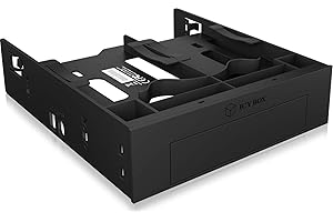 ICY BOX IB-5251 Triple Mounting Frame for 2x 2.5 Inch HDD/SSD and 1x 3.5 Inch HDD in 1x 5.25 Inch Bay Screwless Anti-Vibration Front Panel